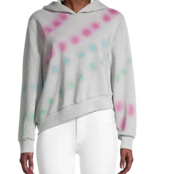 Lea & Viola Asymmetric Grey Tie-Dyed Hoodie Sweatshirt Size Small New - Picture 9 of 9